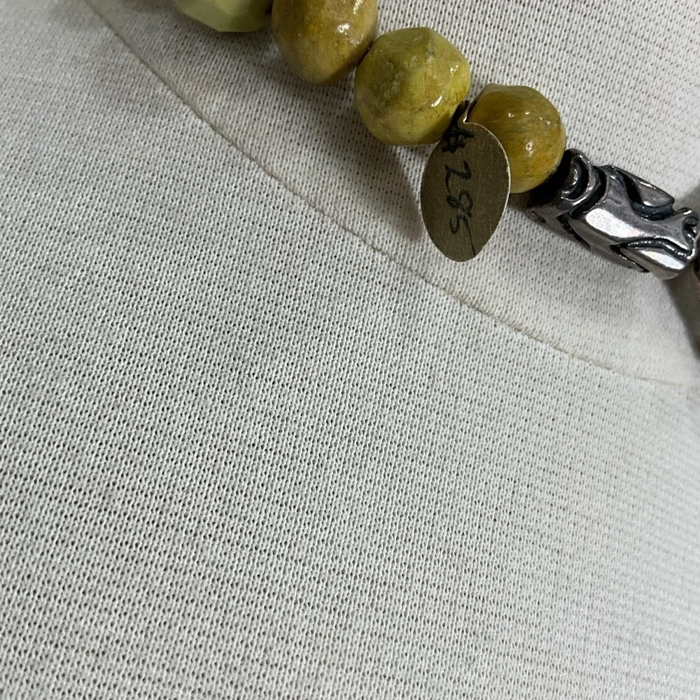 Faceted Green Beaded Necklace Chunky Statement Choker Artisan Jewelr